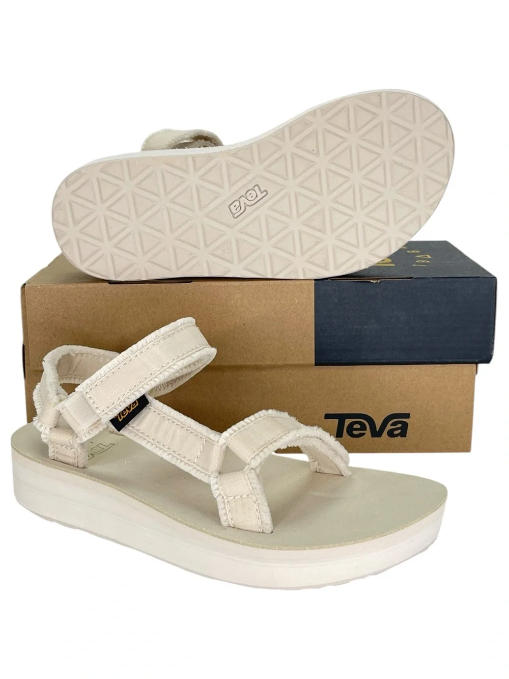 Teva Terragrip Cream Fringe Strappy Womens Sandals Size 5M